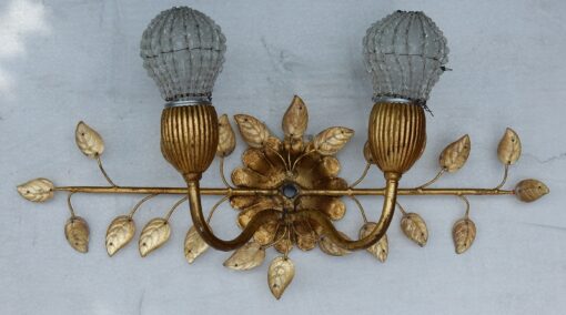 1970' Wall Lamp With Glass Leaves in the Style of Maison Bagués Or Banci