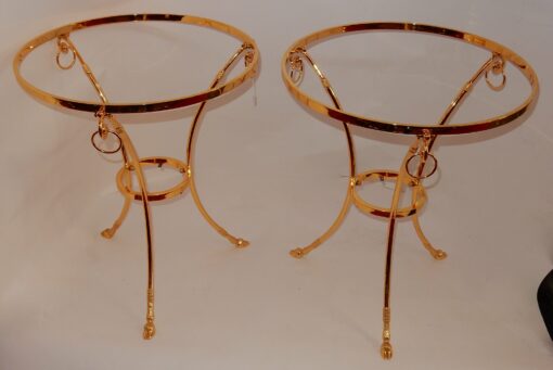 1970/80 Pedestal Pair in Gilt Bronze with Top in Glass Maison Charles Diam 65 - Image 4