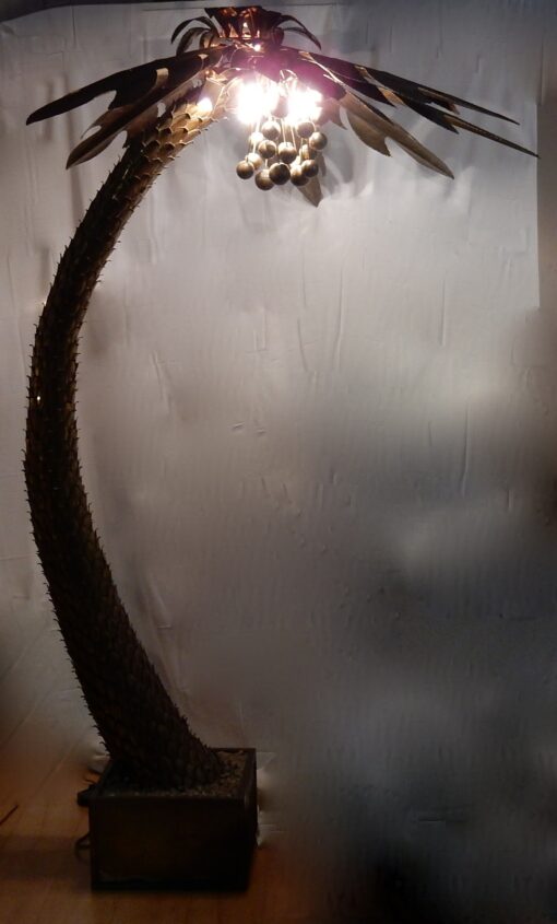 1970s Huge Lighting Palm Tree in Gilded and Polished Brass And Iron, Maison Jansen in Paris - Image 6