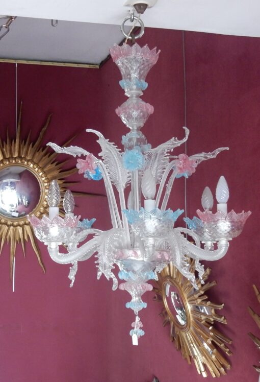 1970' Lustre Murano Bleu et Rose