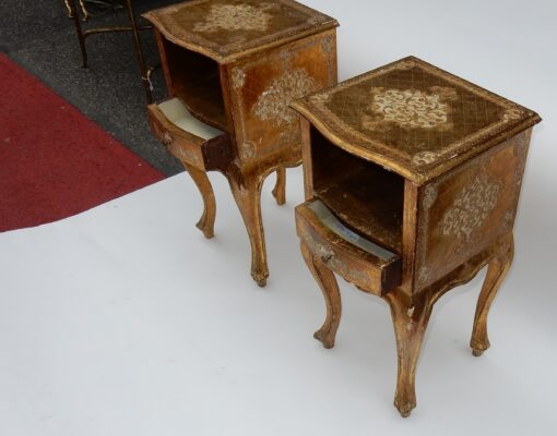 1950/70 Pair  Italian Side Bed Golden Wood - Image 5