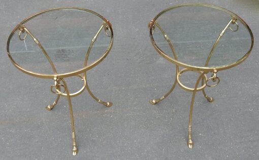 1970/80' Paire de Guéridons Bronze Doré Style Maison Charles Italie Diam 60 cm – Image 8