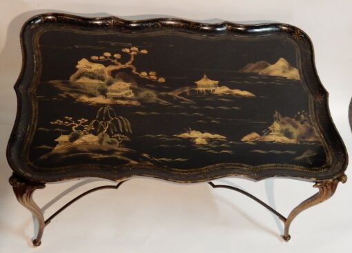 1940/50 Coffee Table Tray Lacquer of China Maison Baguès in Bronze Deco - Image 7