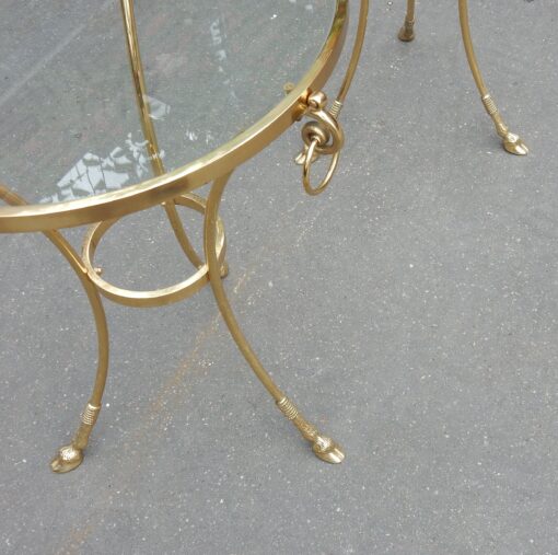1970/80' Paire de Guéridons Bronze Doré Style Maison Charles Italie Diam 60 cm – Image 5