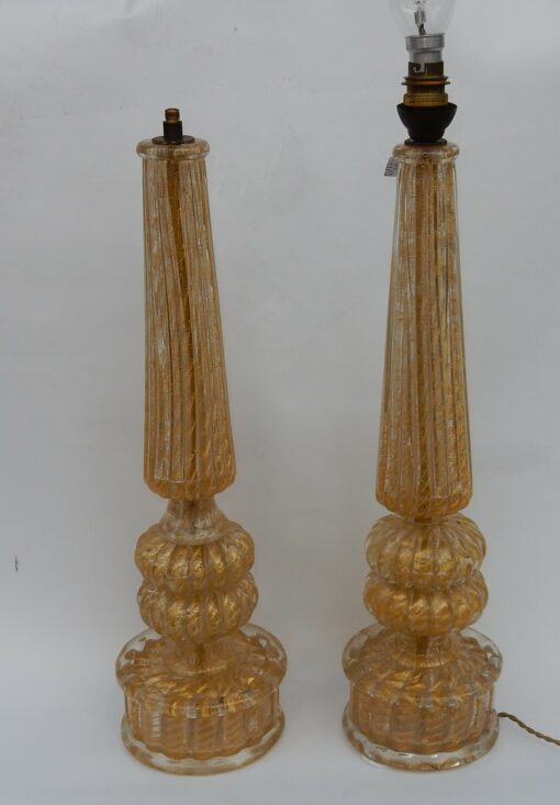 1950/70  Pair of Lamps in Murano Glass With Gold Inside - Image 3