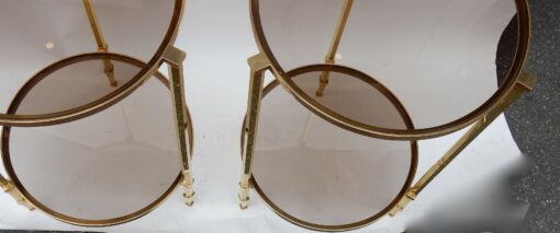 1970/80 Pedestal Pair  in Gilt  Bronze with Top in Glass Maison Ramsay - Image 6