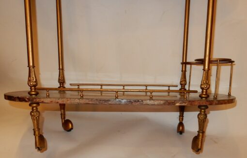 1970 ' Aldo Tura Rolling Bar Neoclassical Gilt Bronze With Goat Skin Vernished - Image 4