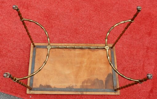 1970 'Rolling Coffee Table With Casters Maison Baguès Decor Bamboo Brass And Opaline - Image 7
