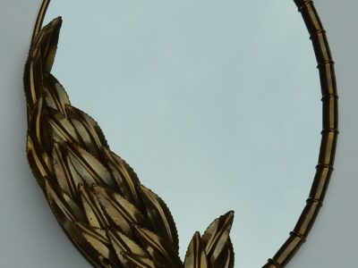 1970'  Mirror Lighting Maison Jansen Deco  Bamboo and Foliage Style Duval Brasseur( HOLD)