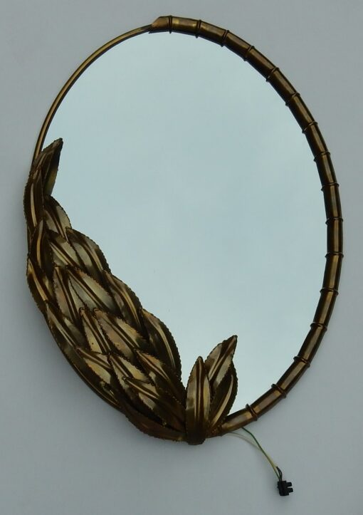 1970'  Mirror Lighting Maison Jansen Deco  Bamboo and Foliage Style Duval Brasseur( HOLD)