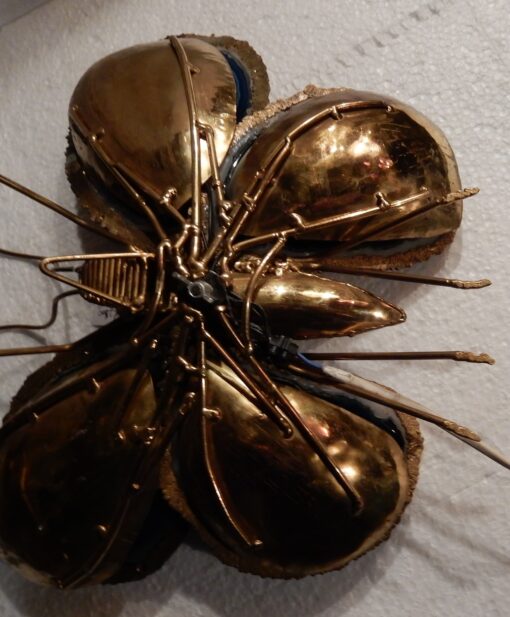 1970' Wall Lamp Butterfly Duval Brasseur Or Isabelle FaureWith Wings Blues Agates  37 X H  38 CM - Image 6