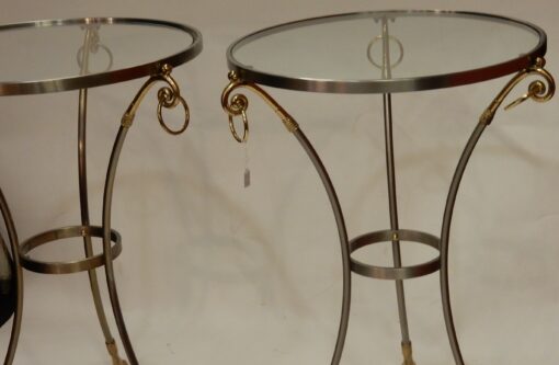 1970/80 Pedestal Pair Or Similar  in Gilt And Silvered Bronze with Top in Glass Maison Charles - Image 2