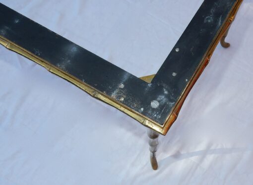 1970 Coffee Table Maison Bagués  in Bronze Deco Bamboo With Top in White Marble  92 X 47 cm - Image 4