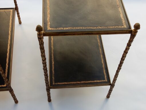 1950/70' Pair End of Sofa Style Maison Bagués Brass And palm Tree Deco 64 X 36 cm - Image 8