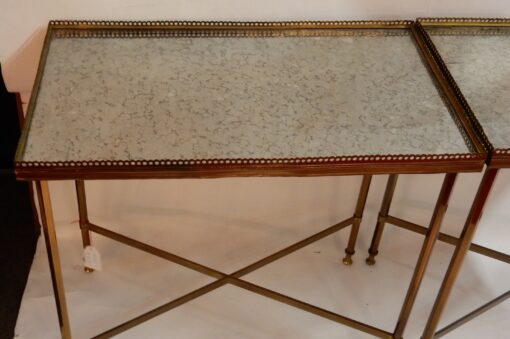 1950/70 'Pair of Ends of Bronze Sofas, Oxidized Mirror Trays With Galleries Maison Ramsay Style With Spacer - Image 7