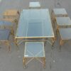 1950/70' Table Basse en Bronze Aux Cygnes et Ses 6 Bouts de canapés 145 x 94 cm