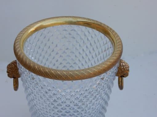 1950-70' Seau a Champagne Cristal et Bronze Doré Aux têtes de Lion – Image 4