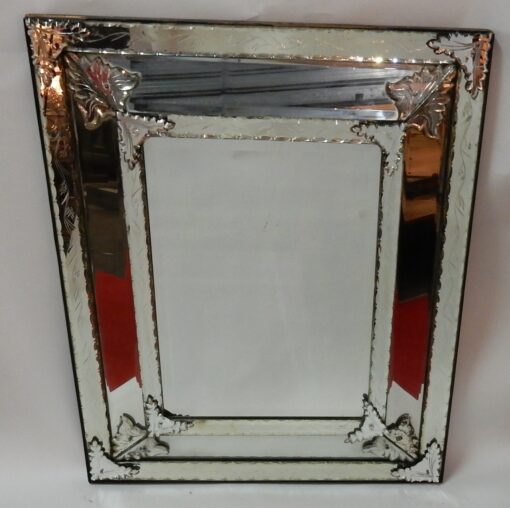 1850's Venetian Mirror In The Style Of LXIV With a Floral Decor 102 x 84 cm