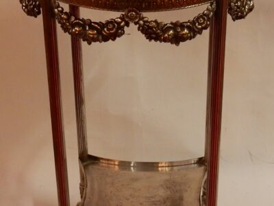 1900 'Pedestal Table In Silver Metal Green Marble Diameter 51 cm