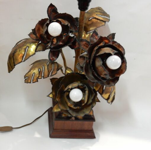 1970' Anemones Lamp in Metal Maison Jansen Style 3 Heads Baroque Style - Image 8