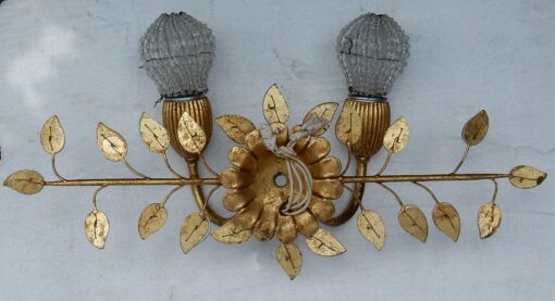 1970' Wall Lamp With Glass Leaves in the Style of Maison Bagués Or Banci - Image 8