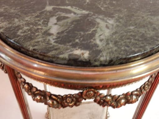 1900 'Pedestal Table In Silver Metal Green Marble Diameter 51 cm - Image 4