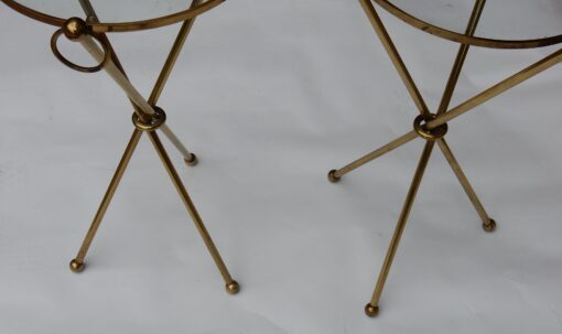 1940/50 Pedestal Pair In The Style of Jacques Adnet in Gilt  Brass with Top in Glass Diam 40 cm - Image 6