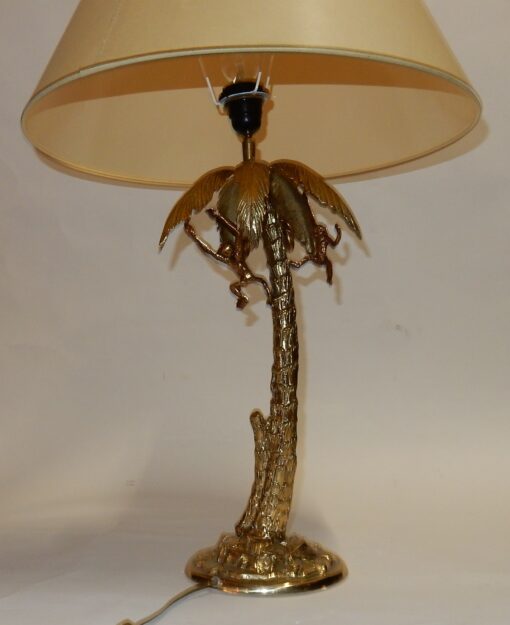 1980 'Gilt Bronze Lamp With Monkeys In A Palm Tree - Image 5