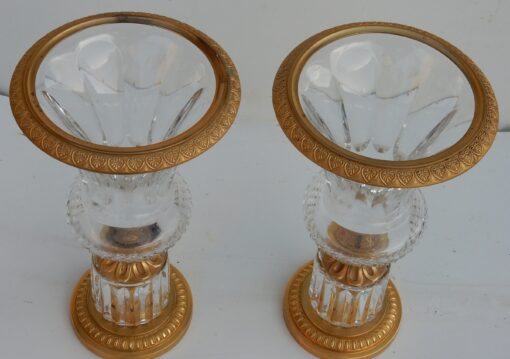 1970' Pair Of Cristal And Gilted Bronze Urns - Image 3