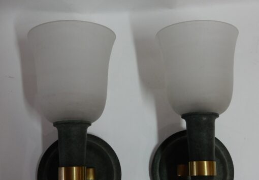 1940 '  Pair Of Wall Sconces  Art Deco By Perzel Signed - Image 8