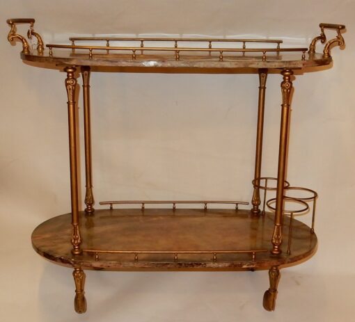 1970 ' Aldo Tura Rolling Bar Neoclassical Gilt Bronze With Goat Skin Vernished - Image 2