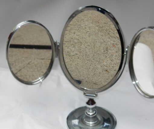 1950' Mirror For Jewerly triptych DLG Jacques Adnet Bronze Nickel-plated - Image 3