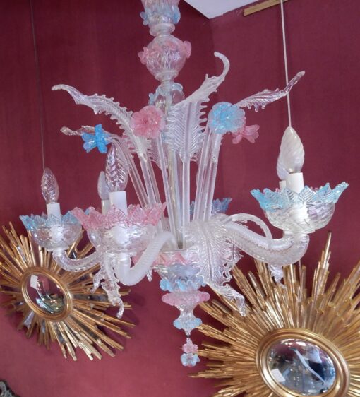 1970' Lustre Murano Bleu et Rose – Image 7