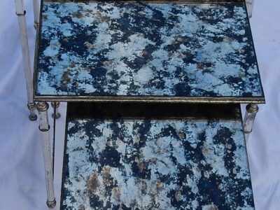 1970' Nesting Side Tables Silvered Metal In The Style Of Maison Baguès
