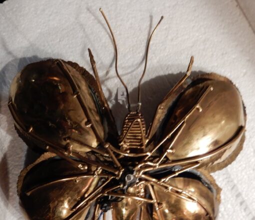 1970' Wall Lamp Butterfly Duval Brasseur Or Isabelle FaureWith Wings Blues Agates  37 X H  38 CM - Image 5