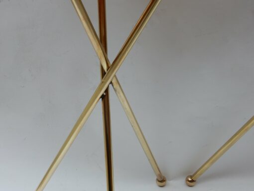 1970/80 Pedestal Pair In The Style of Jacques Adnet in Gilt  Brass with Top in Mirror Diam 33 cm - Image 8