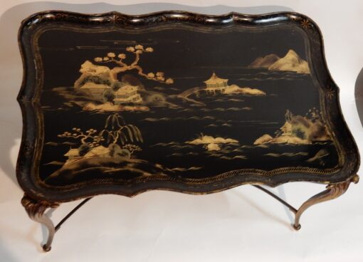 1940/50 Coffee Table Tray Lacquer of China Maison Baguès in Bronze Deco - Image 5