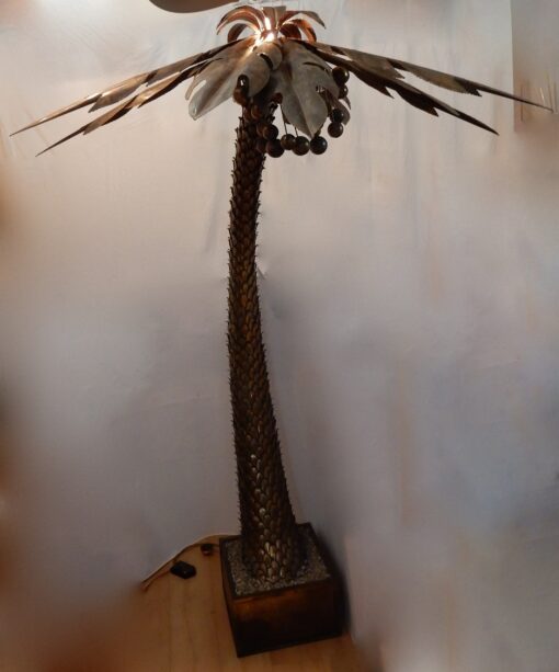 1970s Huge Lighting Palm Tree in Gilded and Polished Brass And Iron, Maison Jansen in Paris - Image 3