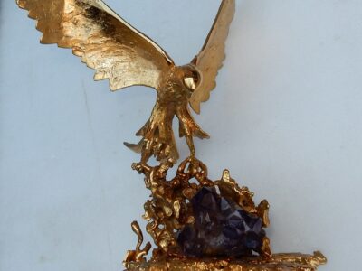 1970 'Golden Bronze Eagle By Boeltz Signed With Amethyst