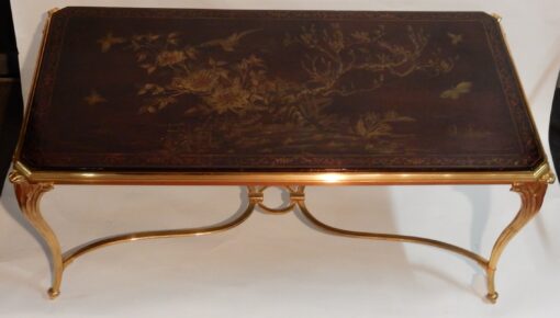 1940/50 Coffee Table Chinese Lacquer Tray Maison Baguès in Gilted Bronze Deco