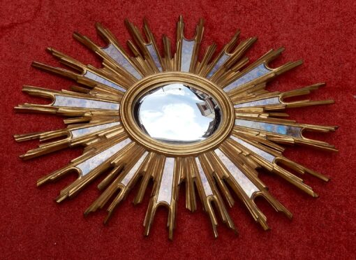 1970' Ovale Convex Mirror Gilded Resin 85 x 67 cm - Image 4