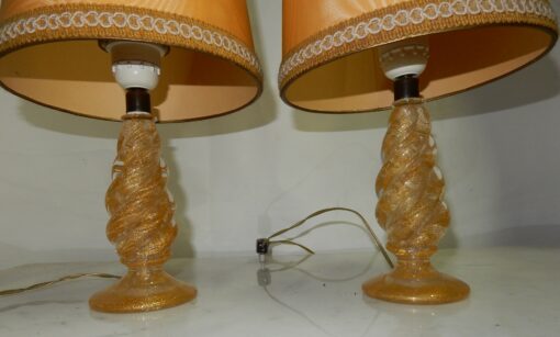 1950/70 Pair of Lamps in Murano Crystal With Gold Inside, Barovier & Toso Di Murano Signed - Image 8