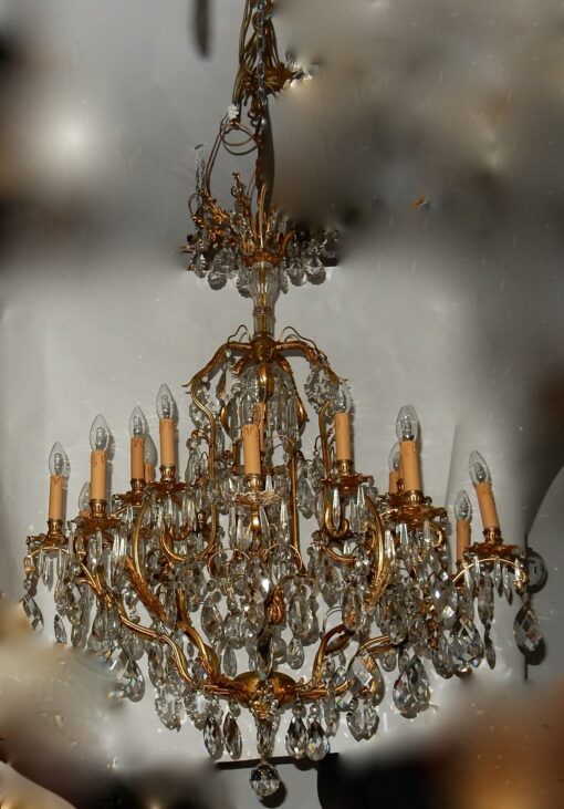 1880/1900' Lustre Cage en Bronze Doré 10 Bras 21 Lumières – Image 4