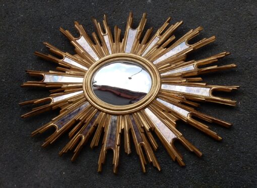 1970' Ovale Convex Mirror Gilded Resin 85 x 67 cm - Image 2