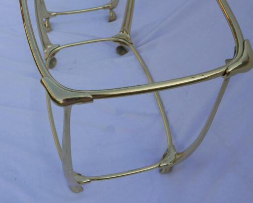 1970/80 'Pair of Gilt Bronze Tables in 2 Levels In The Style of Art Nouveau Trays Glass and Opaline 52 X 37 cm - Image 7