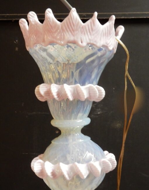 1970'  Chandelier Murano Blue And Pink Milked Colour 6 lights - Image 6