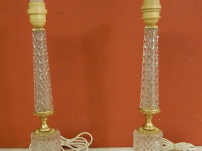 1970 'Pair Of Lamps In Glass Or Crystal And Gilt Bronze
