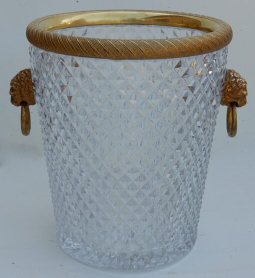 1950-70' Seau a Champagne Cristal et Bronze Doré Aux têtes de Lion – Image 2