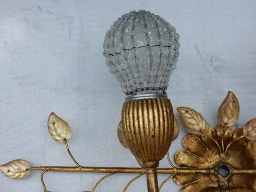 1970' Wall Lamp With Glass Leaves in the Style of Maison Bagués Or Banci - Image 5