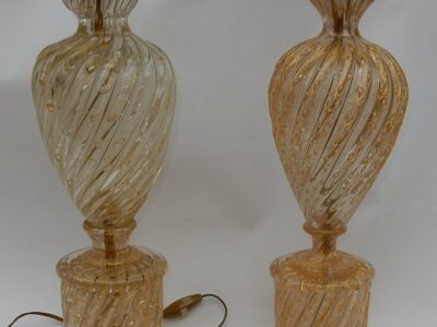 1950/70  Pair of Lamps in Murano Glass With Gold Inside